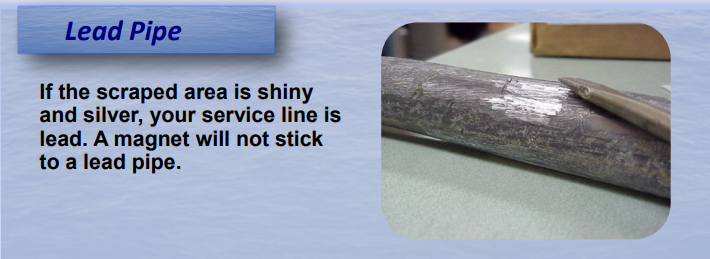 Lead pipe check visual